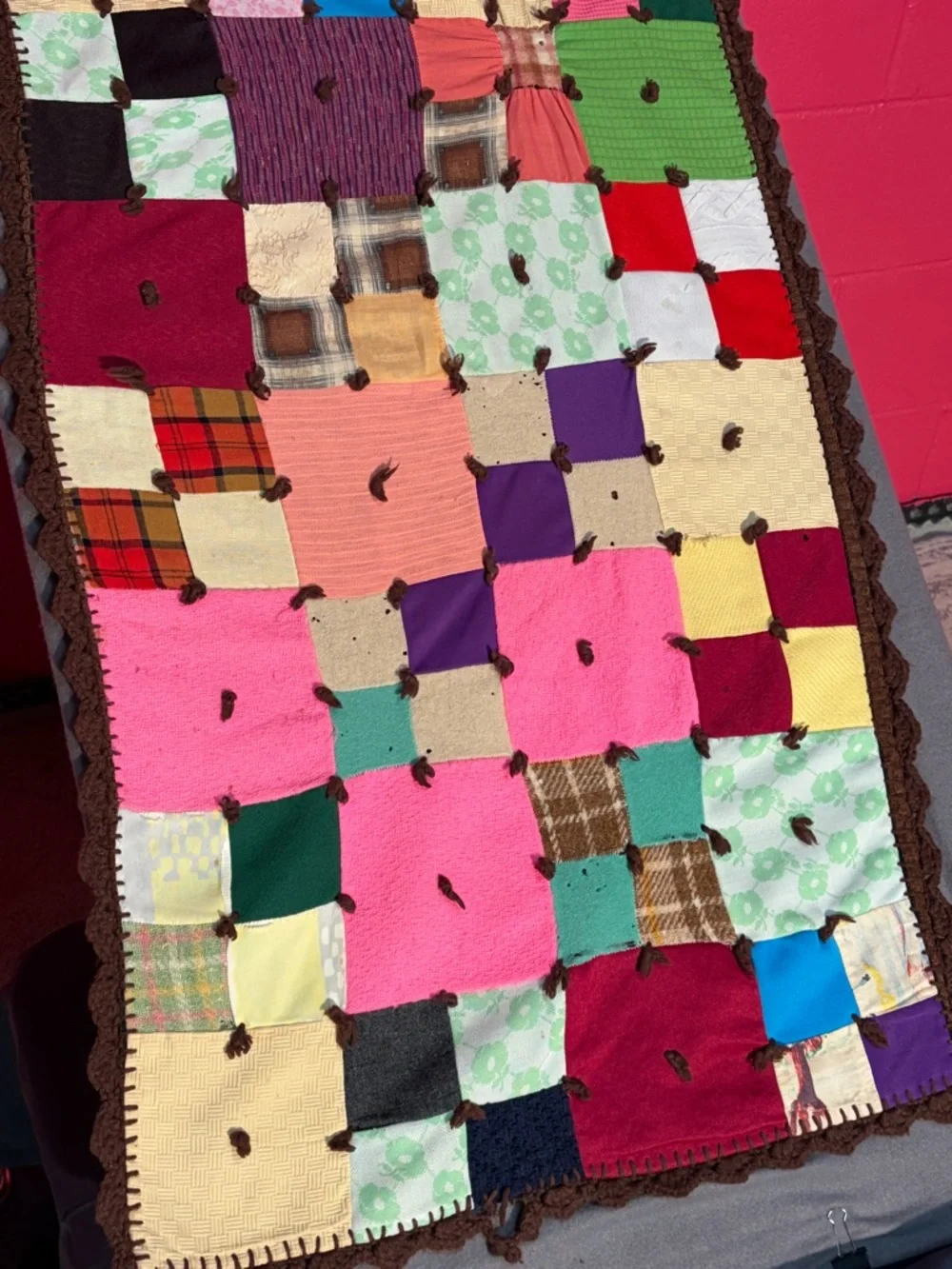 Handmade Patchwork Throw Blanket in Multicolor